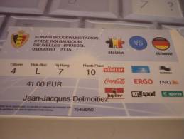 Belgium-Germany Euro 2012 Football Qualifying Round Match Ticket - Eintrittskarten