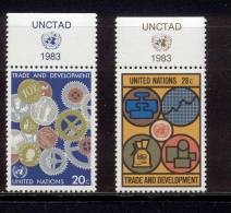 UN New York 1983 Michel 420-421 Lable Upper Side, MNH** - Neufs