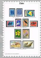 Zaire 11 Francobolli 1961/1984 Montati Su Foglio Con Taschine Nuovi** - Unused Stamps
