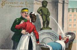 BRUXELLES Carte Fantaisie Souvenir Gaufrée Manneken Pis - Otros & Sin Clasificación