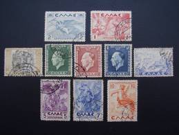 GREECE 1937-1939 SELECTION Of  TEN STAMPS USED - KING & MYTHOLOGY - Usati