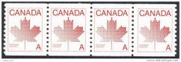 Canada Maple Leaf Coil Strip (4)  ´A´ Definitive MNH 1981 - Sobrecargados