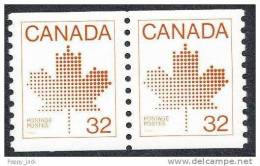 Canada Maple Leaf Coil Pair MNH 1982 - Francobolli In Bobina