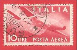 ITALIA REPUBBLICA USATA - 1945 - DEMOCRATICA AEREA - STRETTA MANO CAPRONI CAMPINI - ANNULLO BUSCA (CN) - £ 10 - S. A130 - Poste Aérienne