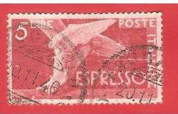 ITALIA REPUBBLICA USATA - 1945 - DEMOCRATICA ESPRESSI - Piede Alato  - ANNULLO FRUGAROLO - £ 5 - S. E25 - Express/pneumatic Mail