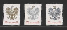 POLAND SOLIDARITY (POCZTA SOLIDARNOSC) 1989 POLISH EAGLE SET OF 3 (SOLID0152/0924) - Solidarnosc-Vignetten