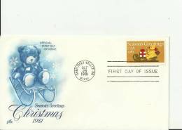 USA -1981 –FDC CHRISTMAS – SEASON’S GREETINGS  W 1 ST NO VALUE., CHRISTMAS VALLEY – OR ¡¡¡¡¡, OCT 28, RE966 - 1981-1990