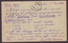 France Postal Stationery Ganzsache Entier PRIVATE PRINT Ship "Anglaia" CARL W. BOMAN 1893 To AARHUS Denmark (2 Scans) - Pseudo Privé-postwaardestukken
