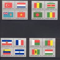 UN New York 1980 Michel 348-363, Flags  Blocks Of 4 Centerpieces, MNH** - Blocchi & Foglietti