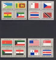 UN New York 1981 Michel 373-388, Flags  Blocks Of 4 Centerpieces, MNH** - Blocs-feuillets