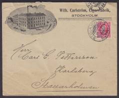 ## Sweden WILH. CARLSTRÖM, Cigarfabrik Deluxe STOCKHOLM 1903 Cachet Cover Brief To HAMARSHOLM (2 Scans) - Covers & Documents