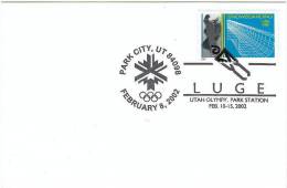 USA Cachet Officiel Official Handstamp Postmark Salt Lake City Winter Olympics Games Luge Sledding Schlitten Rodeln - Hiver 2002: Salt Lake City