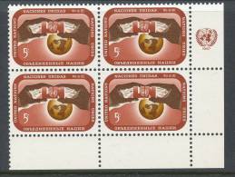 UN New York 1967 Michel 176, Block Of 4 With Lable In Lower Right Corner, MNH** - Hojas Y Bloques