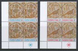 UN New York 1969 Michel 218-219, Blocks Of 4 With Lable In Lower Left Corner, MNH** - Blocks & Sheetlets