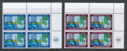 UN New York 1970 Michel 222-223, Blocks Of 4 With Lable In Upper Right Corner, MNH** - Blocks & Kleinbögen