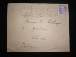 LETTRE TP MARIANNE DE GANDON 10 F VARIETE OBL. 5 I 49 RODEZ (12 AVEYRON) DERNIER JOUR DE TARIF - 1945-54 Marianne (Gandon)