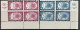 UN New York 1956 Michel # 53-54, Corner Blocks Of 4 With Lables, MNH** - Hojas Y Bloques