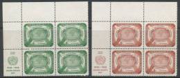 UN New York 1958 Michel # 74-75, Blocks Of 4 With Lables In Upper Left Corner , MNH** - Blocks & Kleinbögen