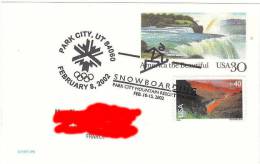 USA Official Handstamp Postmark Salt Lake City Winter Olympics Games Snowboarding Snowboard - Hiver 2002: Salt Lake City