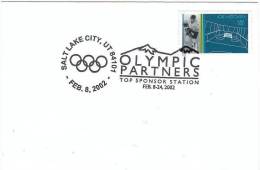 USA Cachet Offi. Official Handstamp Postmark Salt Lake City Winter Olympics Games Partenaires Olympique Olympic Partners - Hiver 2002: Salt Lake City