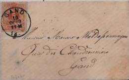 BELGIQUE :  18??:N°28 Sur Lettre De GAND Vers GAND.Format Carte De Visite. - 1869-1888 Lion Couché