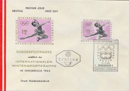 Austria 1963 FDC Skatting IX Olympic Winter Games Innsbruck 1964 Cancel Innsbruck Ice Stadium - Inverno1964: Innsbruck