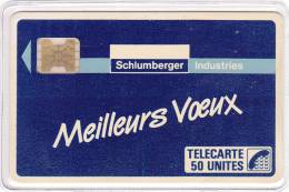 TELECARTE 50 U @ SCHLUMBERGER INDUSTRIES Meilleurs Voeux 1988 @ SC4 Or Fond Blanc- 8000 Ex - Privées