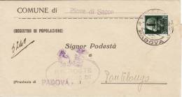 PIOVE DI SACCO /  PONTELONGO  8.5.1944 - Piego - Cent. 25 Isolato - Marcophilie