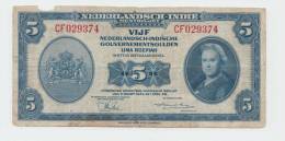 Netherlands Indies 5 Gulden 1943 Banknote P 113a 113 A - Niederländisch-Indien