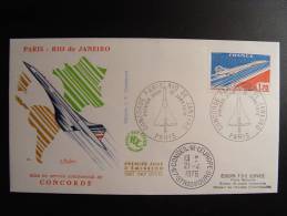 CONSEIL DE L´EUROPE PREMIER VOL  FLIGHT PARIS RIO DE JANEIRO MISE EN SERVICE CONCORDE  FDC - Brieven & Documenten