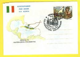 1992 - ITALIA - AEROGRAMMA GENOVA 92   # A.27 TIMBRATO - Correo Aéreo