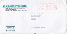 ## Japan Airmail Par Avion YUKO INDUSTRY CO., Ltd Meter Stamp Label KITAHAMA 1986 Cover Brief To ODENSE Denmark - Luchtpost