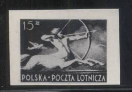 POLAND 1948 CENTAUR AIRMAIL ISSUE BLACK PRINT NHM Half Man Horse Greek Mythology Archer Archery Greece Planes Sports - Variétés & Curiosités