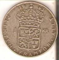 MONEDA DE PLATA DE SUECIA DE 1 CORONA DEL AÑO 1963  (COIN) SILVER,ARGENT - Sweden