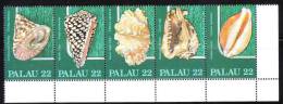 Palau 1986 Seashells Strip Of 5 MNH - Palau