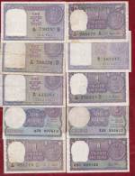 Inde 10 Billets  De 10 Rupees 8 Dans L ´état Et 2 Usagés - India