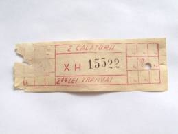 ROMANIA-ITB TRAMWAY TICKET,2 LEI,1985-1995 PERIOD - Europe