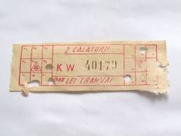 ROMANIA-ITB TRAMWAY TICKET,2 LEI,1985-1995 PERIOD - Europa