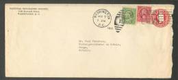 USA  WASHINGTON  NATIONAL GEOGRAPHIC SOCIETY  POSTAL STATIONERY  COVER TO    ESTONIA   1931  PERFINS - 1921-40