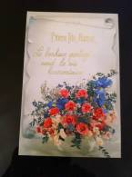 CARTE DE BONNE Fete Maman DOUBLE  Bouquet De Fleurs Dans Un Vase 17.5 X 11.5 Tres Bon Etat - Fête Des Mères