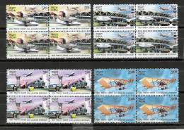 INDIA 2012 100 Years Of Civil Aviation 4v Complete Set, Blocks Of 4 Each,,, MNH(**) - Ongebruikt