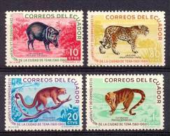 Mmg043 FAUNA ZOOGDIEREN ZWIJN POTTO JAGUAR KAT NEUSBEER MAMMALS PECARI PIG WILD CAT NOSEBEAR ECUADOR 1961 PF/MNH # - Gibier