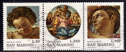 REPUBBLICA DI SAN MARINO 1975 NATALE CHRISTMAS NOEL WEIHNACHTEN NAVIDAD TRITTICO SERIE COMPLETA COMPLETE SET USATA USED - Used Stamps