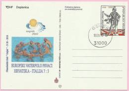 EUROPEIN WATER POLO CHAMPIONS, CROATIA-ITALY 7:3, 2010., Croatia, POSTCARD , Philatelic Club Osijek - Wasserball