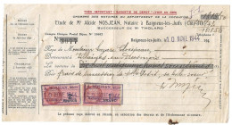 Timbre Fiscaux Chambre Des Notaires Baigneux Les Juifs 1944 - Covers & Documents