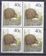 NewZealand1988: Michel1051mnh** KIWIS Block Of 4 - Kiwi