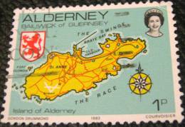 Alderney 1983 Map Of Alderney 1p - Used - Alderney