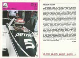 SPORT CARD No 64 - NELSON PIQUET, Yugoslavia, 1981., 10 X 15 Cm - Autorennen - F1