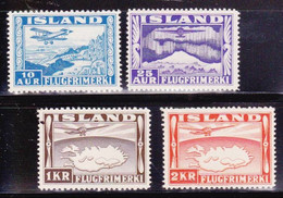 ISLANDE - 1934 - POSTE AERIENNE - YVERT N°15+17+19+20 ** MNH - COTE = 95 EUR. - - Poste Aérienne