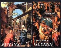 GUYANA 1991, NOEL, TABLEAUX DURER Et RUBENS, 2 Blocs Oblitérés. R722 - Religieux